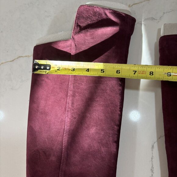 Nine West High Maroon Suade Boots - New With Original Bag And Stuffing - Size 8 - Picture 3 of 7